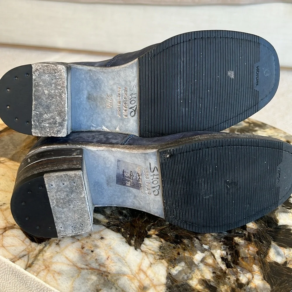 SHOTO Stylish Blue Leather Ankle Boots - Picture 3 of 3